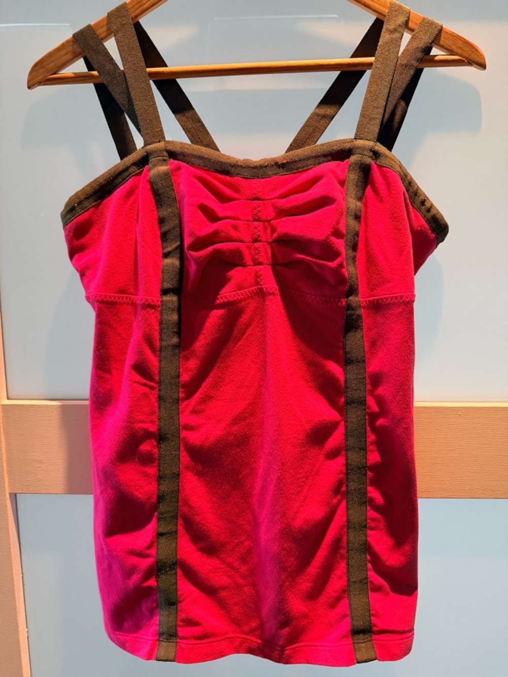 Lululemon Bright Pink Tank with Gray Contrast Trim